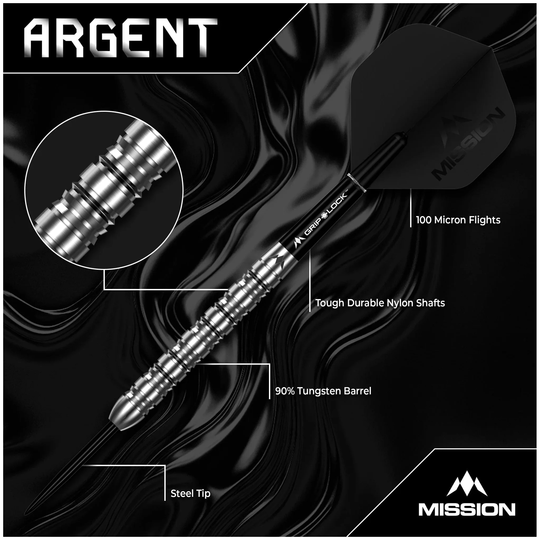 Argent - 90% Tungsten Steel Tip Darts - Image 5