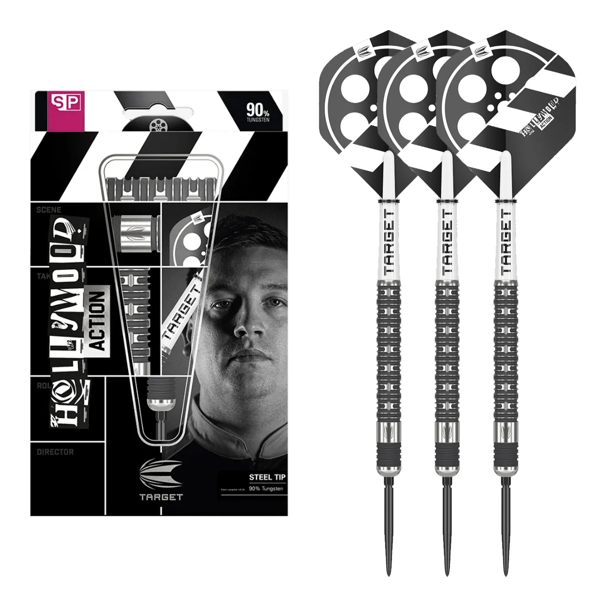 Chris Dobey Hollywood Action Swiss Point - 90% Tungsten Steel Tip Darts